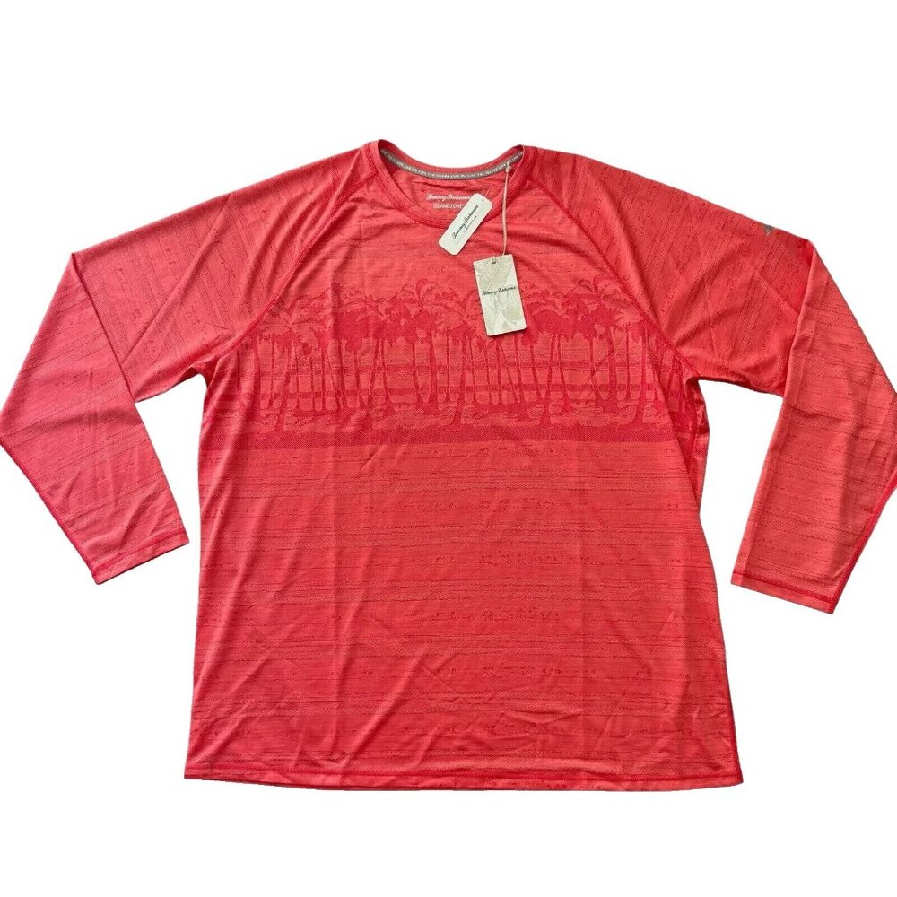 Tommy Bahama Men's Small Clarete Melon Palm Boulevard Performance Crew T-Shirt - Picture 2 of 7